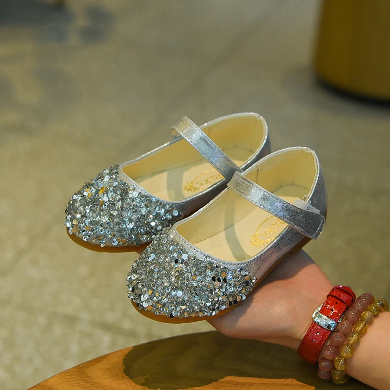 Для маленьких девочек весна милые модные принцесса блесток Мэри Джейн туфли без