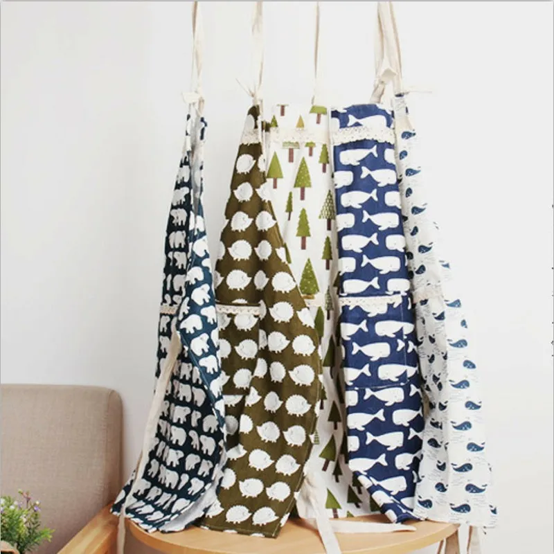 Дерево рыбы из хлопка и льна женские фартуки для взрослых нагрудники дома