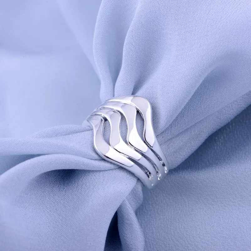 Ослепительные круглые посеребренные кольца оптовая продажа модные ювелирные