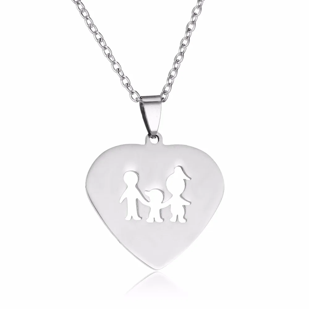Семья одежда для мамы, папы и надпись «Love Son» дочь Цепочки и ожерелья подарки из нержавеющей стали кулон сердце для маленьких мальчиков и девочек детская матерей отцов Цепочки и ожерелья, украшения для женщин и девочек
