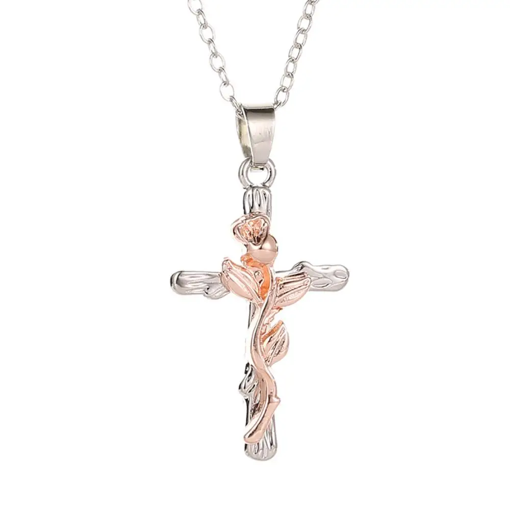 Rose Gold Женское ожерелье винтажный ветер лист крест ожерелье мужское и женское шею цепь ювелирные изделия для ключицы подарки collares de moda FN70 - Окраска металла: Rose Gold