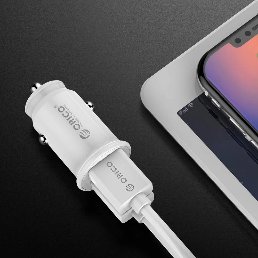 Автомобильное быстрое зарядное устройство ORICO Fast QC3.0 Mini двойной USB 20 Вт для iPhone Xs Max