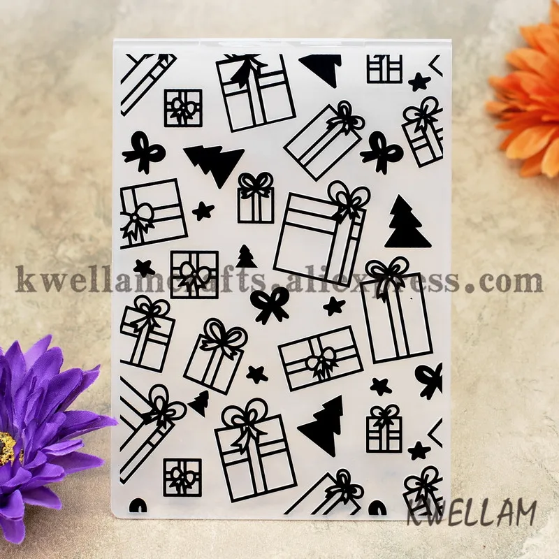 Рождественская елка Подарочная коробка лента пластиковая папка для тиснения