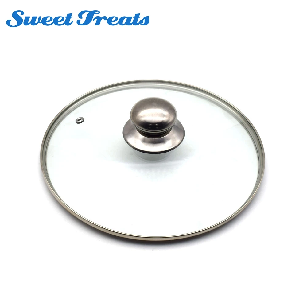 Sweettreats 8/10/12 дюймов с антипригарным покрытием Медь Жарка с круглой кастрюлей, стеклянная крышка