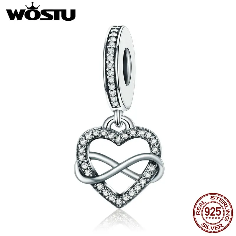 WOSTU New Design 925 Sterling Silver infinite Love Dangle Bead Fit Original WST Charm Bracelet Pendant Jewelry Gift DXC261 | Украшения и