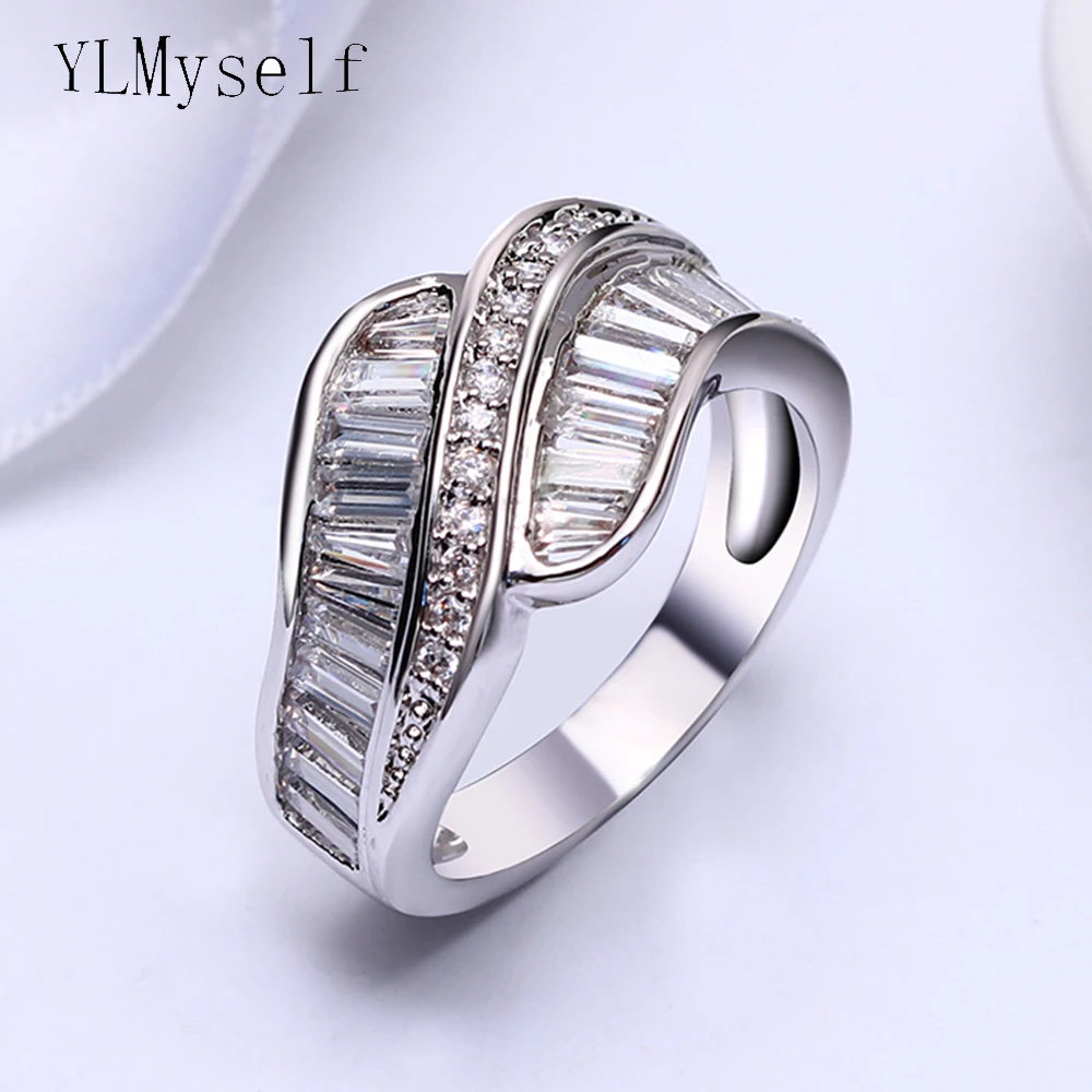 Идеальные простые кольца белого цвета с кристаллами женские ювелирные изделия