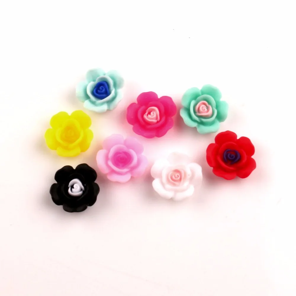 

100Pcs Mixed 14mm Resin Flower Decoration Crafts Flatback Cabochon Beads Embellishments For Scrapbooking DIY Accessories