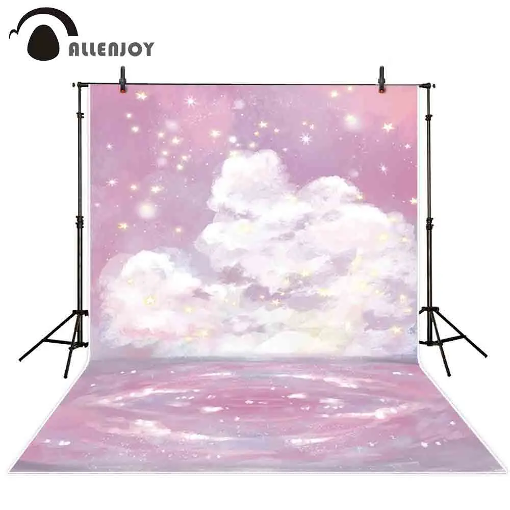 Allenjoy фотографический фон с розовым небом облаками звезда картина девушка