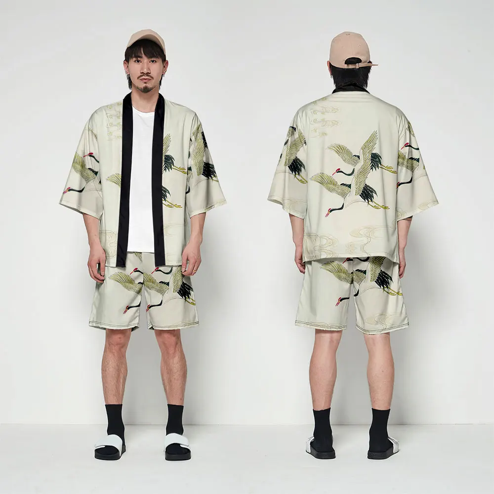 WAMNI японский Haori Yukata T рубашка-кимоно летняя 3D рубашка куртка с изображением самурая Забавный красивый цветок рукав летучая мышь Кимоно Кардиган для мужчин