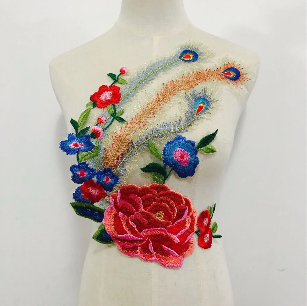 3D вышитая нашивка Цветы Наклейка для одежды куртка джинсы Кружевная аппликация