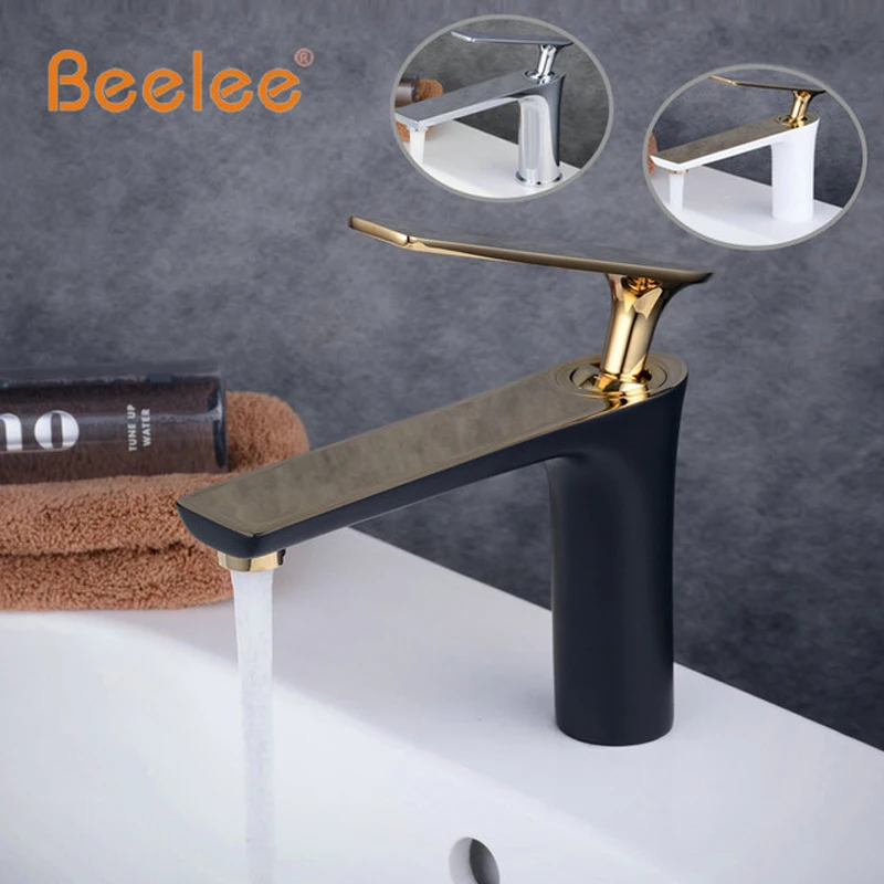 Beelee хромированный черный и золотой смеситель для ванной комнаты раковины Griferia