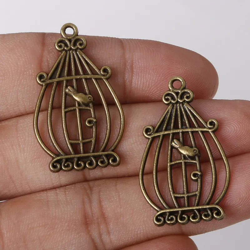 Оптовая продажа подвеска в виде клетки птицы винтажные подвески Смешанная