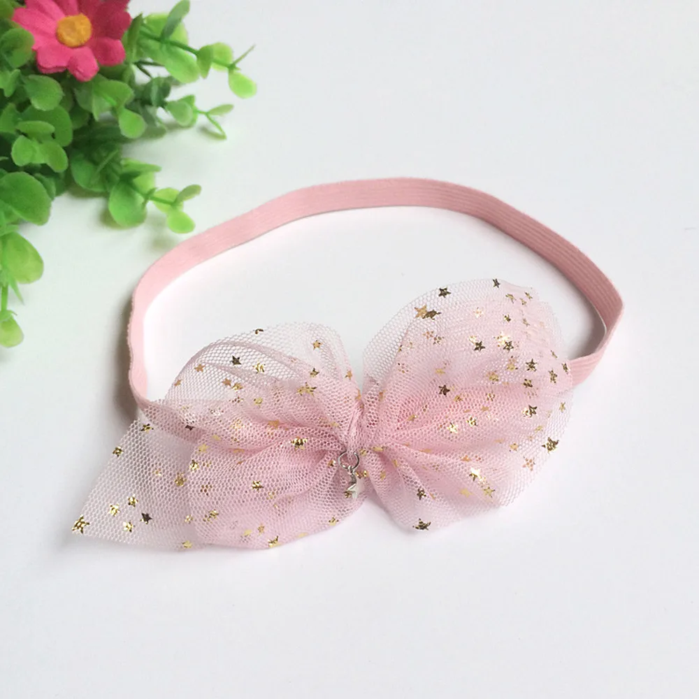 Кружевная газовая повязка принцессы с бантом для маленьких девочек на голову