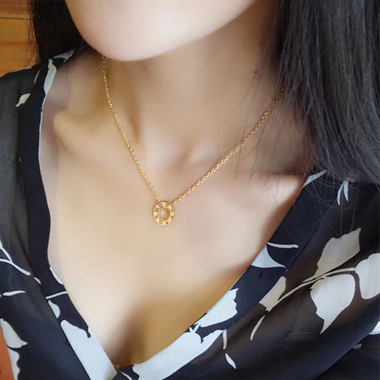 2018 популярные женские ожерелья из нержавеющей стали подвески золотые розовые