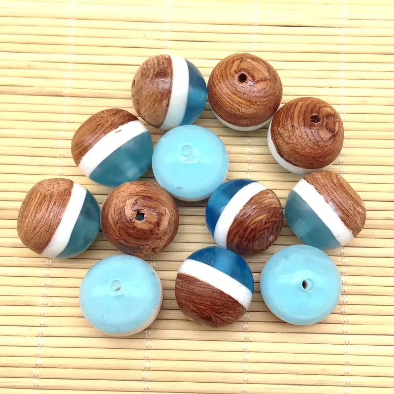 Матовые бусины из натурального полистоуна с деревянными бусинами необычные