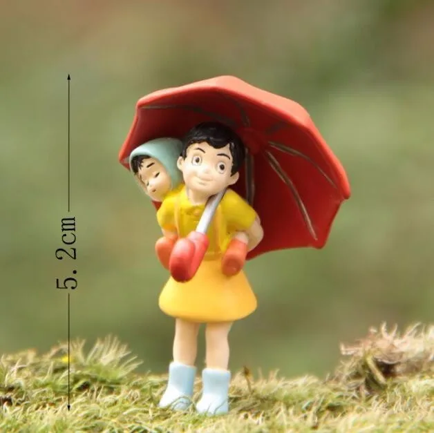 D Ghibli Мой сосед Тоторо зонтик Набор Модель ПВХ фигурка Мэй кукла игрушка гном Террариум фигурки мини сад пейзаж подарок - Цвет: D