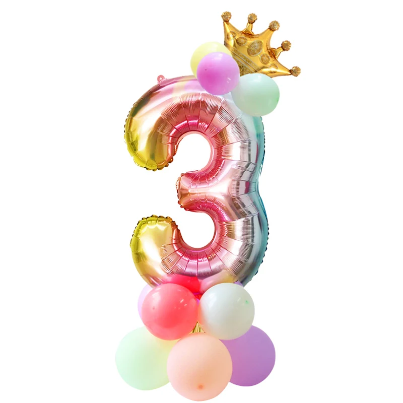 number balloon set 3 Единорог вечерние одноразовые набор столовых приборов набор бумажные стаканы для вечеринки тарелка торт Топпер детский день рождения для украшения детского душа - Цвет: number balloon set 3