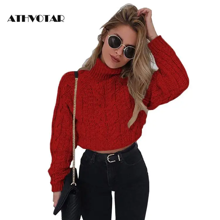 ATHVOTAR Turtleneck Sweater Casual Sexy Short Mohair Black Outerwear Womens | Женская одежда