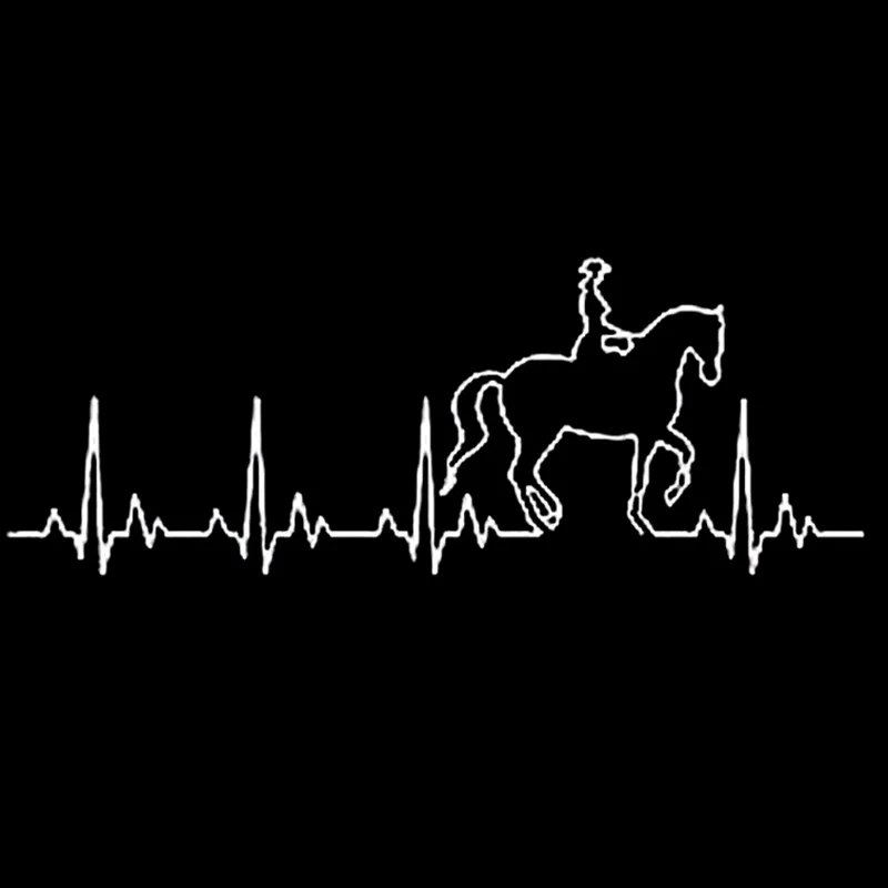

20cm*7.5cm Horse Heartbeat Lifeline Car Sticker Vinyl Decal Black/Silver Car Accessories S6-2867