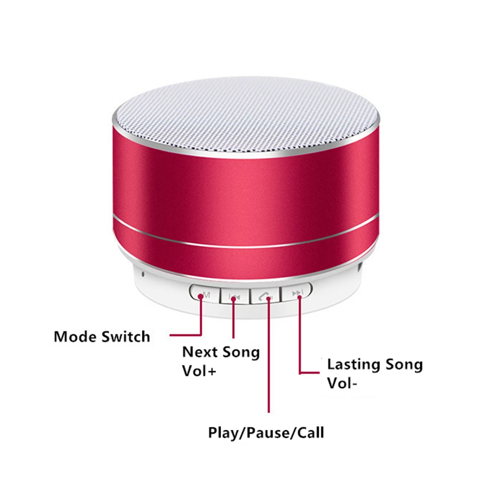 Metal Wireless Bluetooth Speaker LED Lights Mini Portable Subwoofer Soundbox with Mic TF Card AUX MP3 Music Player Loudspeaker |