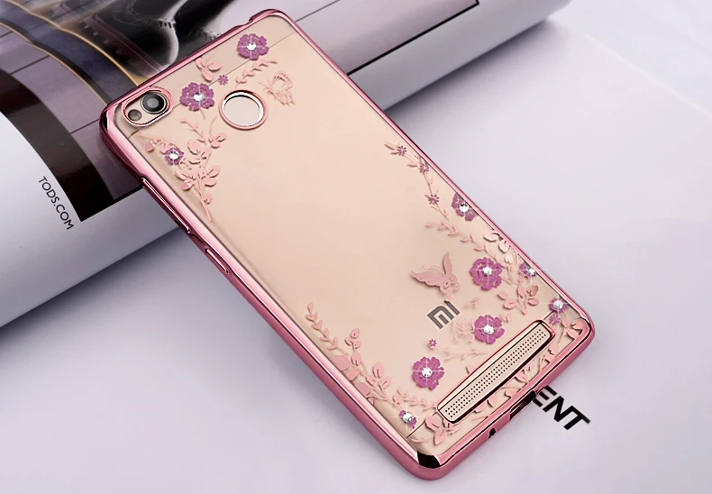 Цветок Прозрачный чехол со стразами мягкий чехол для xiao Mi 4i 5S 6 5X A1 Max Mix 2 Redmi Note 4X4X3 3S 4A 5A премьер-чехол из ТПУ силикона с Капа