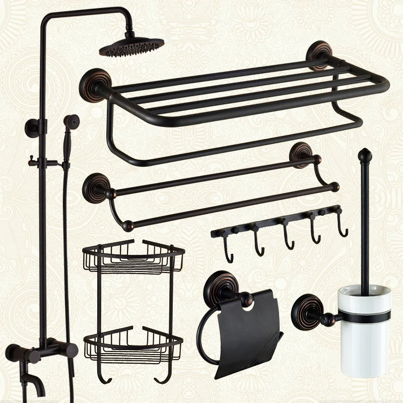 Античная Черный Набор Для Душа + Ванная Комната Аппаратных Ванной Комнаты