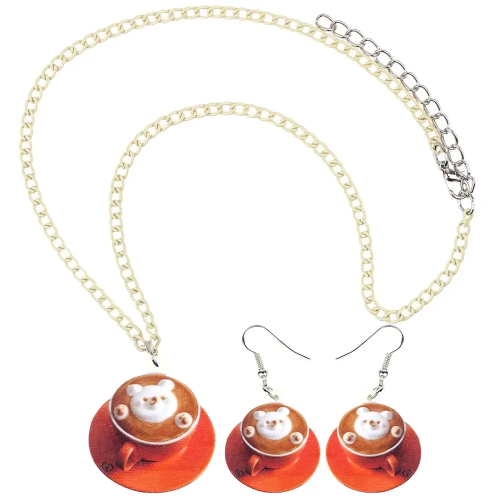 Bonsny акриловые Милые Собака породы чихуахуа Ювелирные наборы серьги ожерелье