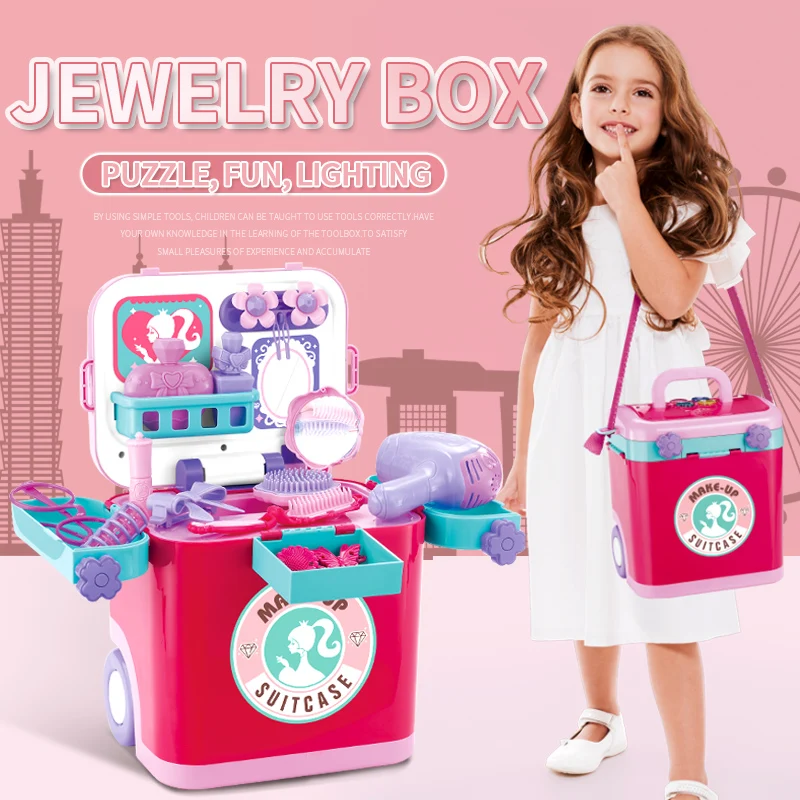 Детский игровой домик макияж Туалетная игрушка портативная тележка чехол