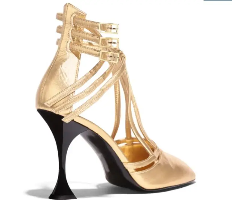 Роскошные Zapatos De Mujer новая дизайнерская обувь женские золотистые сандалии модные