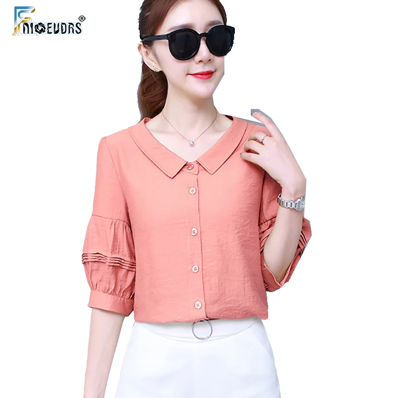 Милые сладкие Топы для женщин Мода повседневное Питер Пэн воротник Топ Цвет: