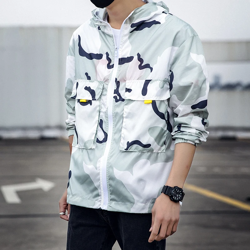 

Camouflage Jacket Men Spring Summer Sun-protective Clothing Windbreakers Outdoor Slim Windproof Hooded Jacket Coats 5XL