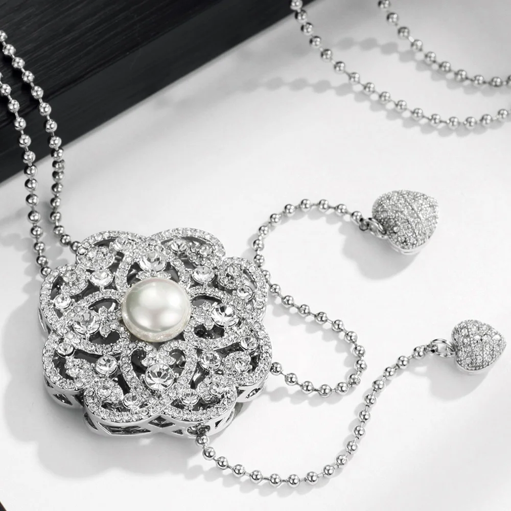 Neoglory австрийская Стразы с имитацией жемчуга модная Длинная цепочка для свитера