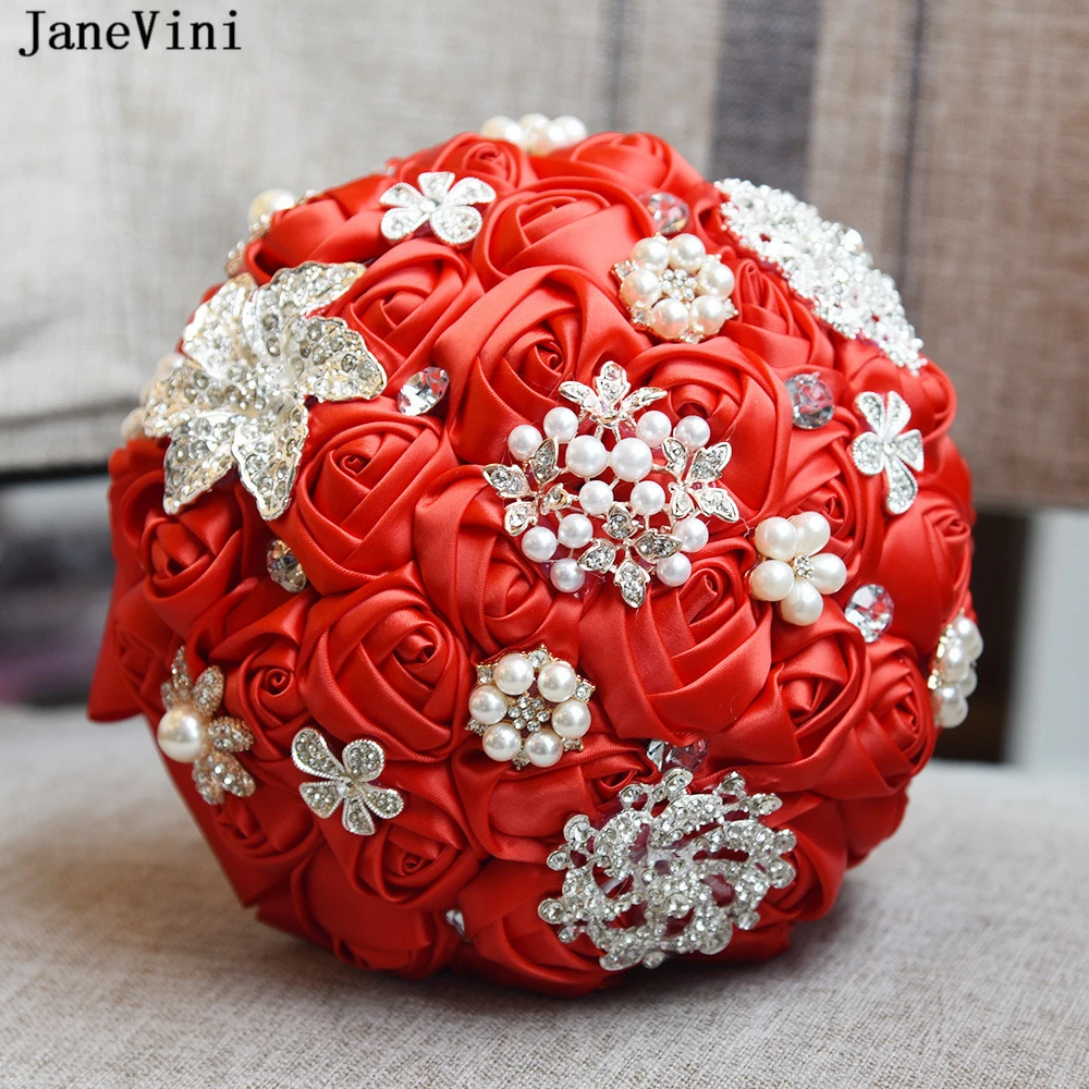 Роскошные Красные Свадебные цветы jaevini 2019 искусственные атласные розы букеты