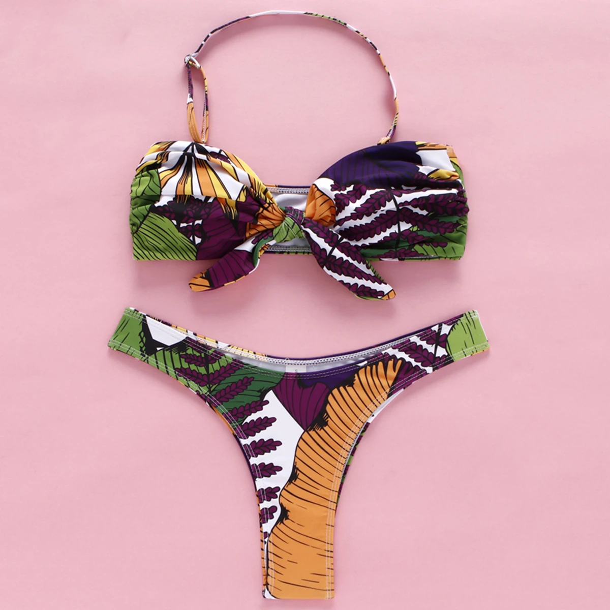 Купальник бикини с чашками пуш ап и заниженной талией|Купальники| |