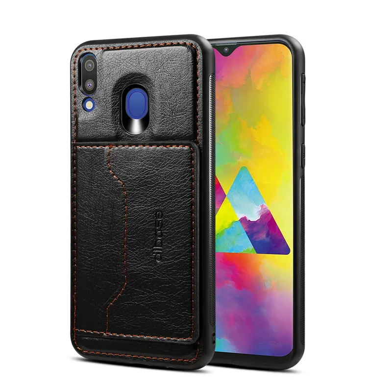 Для samsung S10 ретро из искусственной кожи чехол для samsung Galaxy A30 A50 M10 M50 нескольких держателей карт телефон случаях Обложка с металлической пластиной - Цвет: Черный