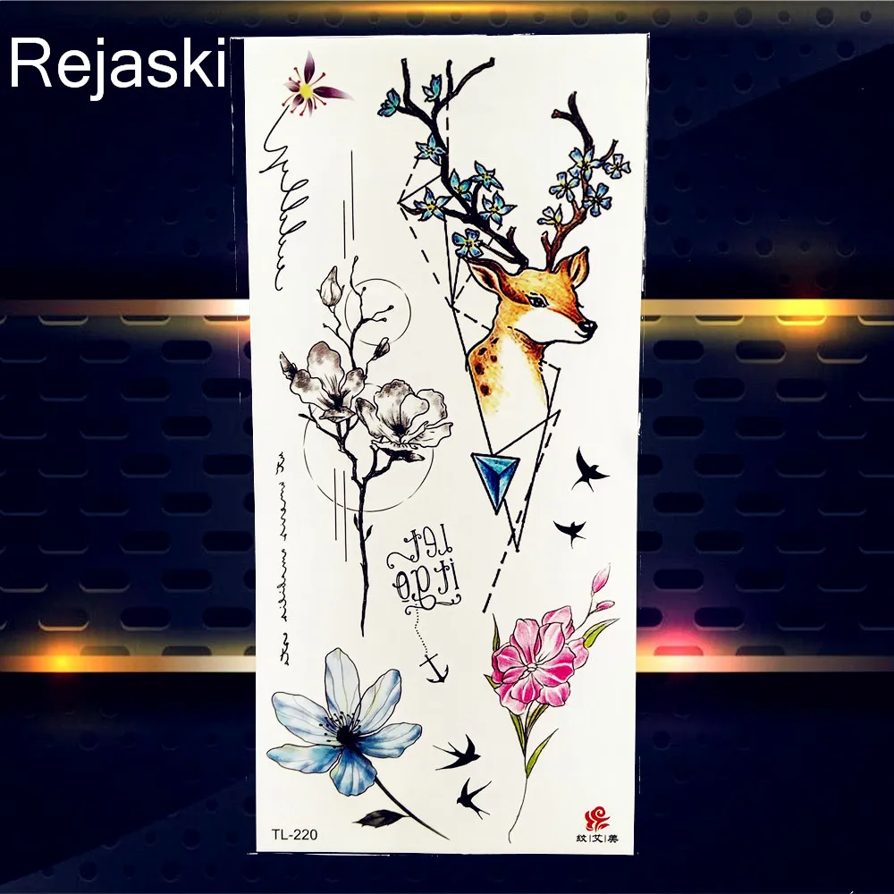 Временные татуировки для детей наклейки с изображением милого оленя и лосят розы