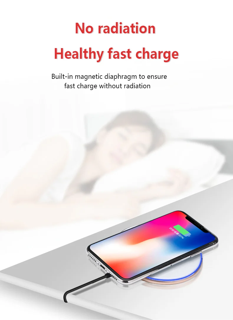 Зеркальное стекло Qi Беспроводное зарядное устройство для IPhone X 8 Plus настольное