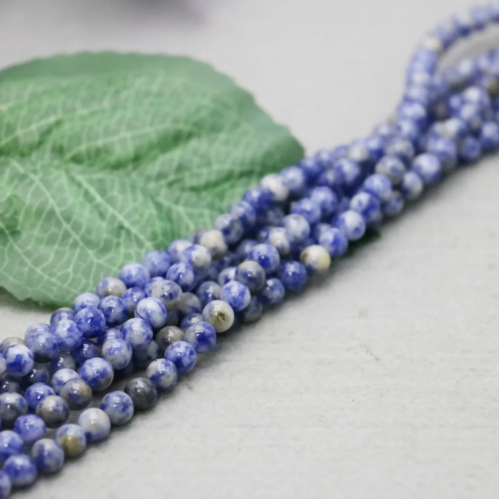 6 мм Натуральные Синие Бусины в форме пятен камень свободные аксессуары для