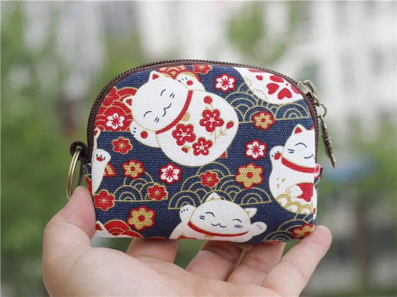 Ретро мини-сумка, женские кошельки для монет, Kawaii, короткий кошелек, для девочек, кошка, маленький холщовый кошелек, сумки для карт, женские кошельки для рук, для дам, детей