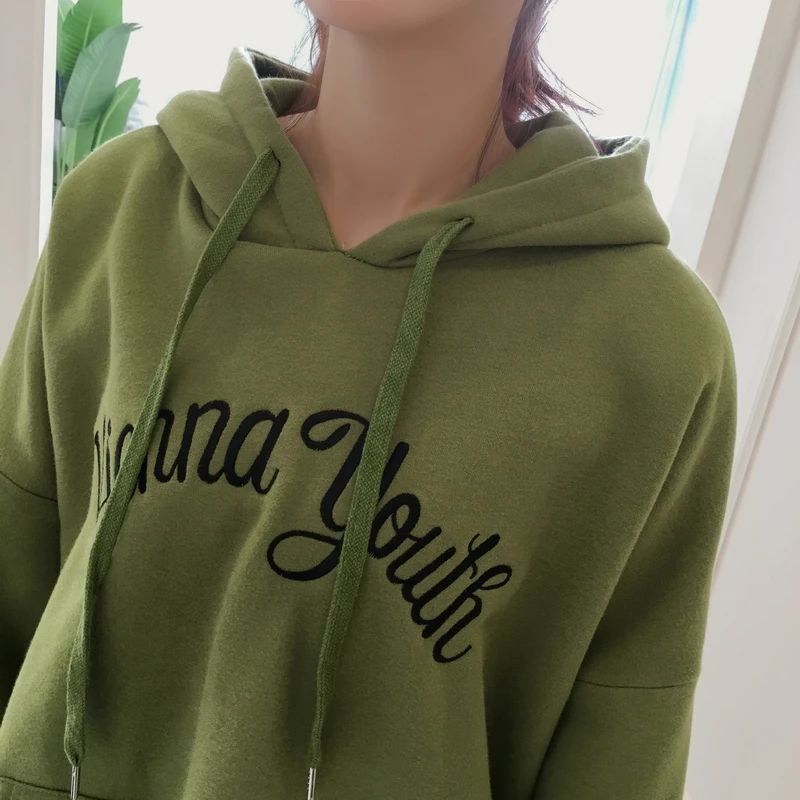 M-XXL повседневное для женщин вышивка письмо толстовки пуловер 4 цвета осень 2018 г.