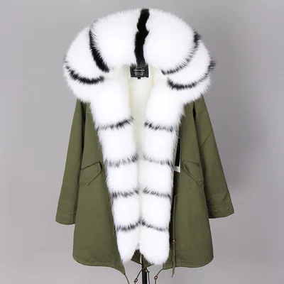 color 12 Длинная парка женская мужская Зимняя куртка пальто Воротник мех лисы Капюшон Меховой подклад Женская парка мода - Цвет: color 12