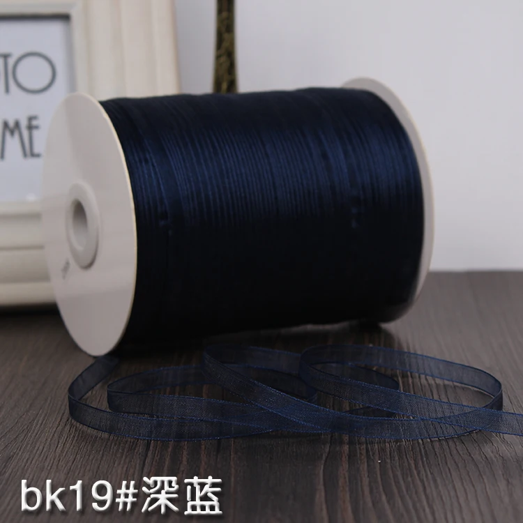 BK19 Dark Blue 6 мм 10 метров лента из органзы ручной работы для рукоделия материал для рукоделия и шитья рождественские украшения для свадебной вечеринки - Цвет: BK19 Dark Blue
