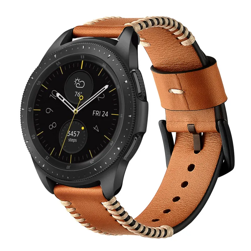ASHEI 22 мм кожаные винтажные ремешки для часов samsung Galaxy Watch 46 мм ремешки 20 мм ручной работы черный ремешок с застежкой для Galaxy Watch 42 мм