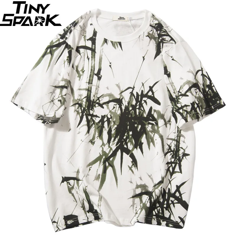 Мужская футболка в стиле хип хоп Уличная китайская бамбуковая с чернилами Harajuku