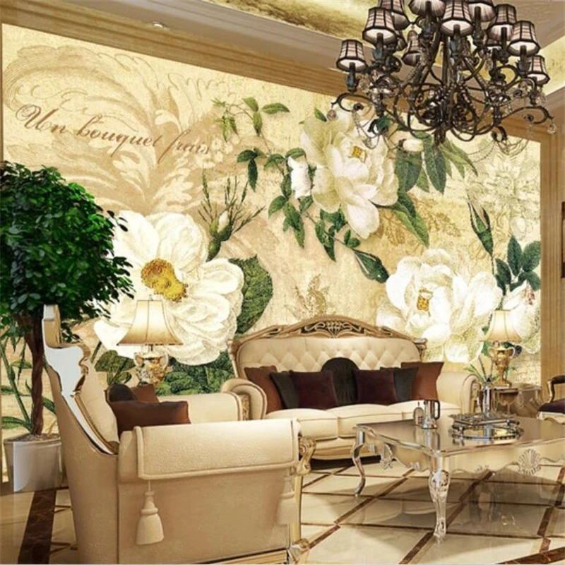 wellyu Custom wallpaper 3d mural European retro flower обои TV background wall living room bedroom decorative painting | Обустройство