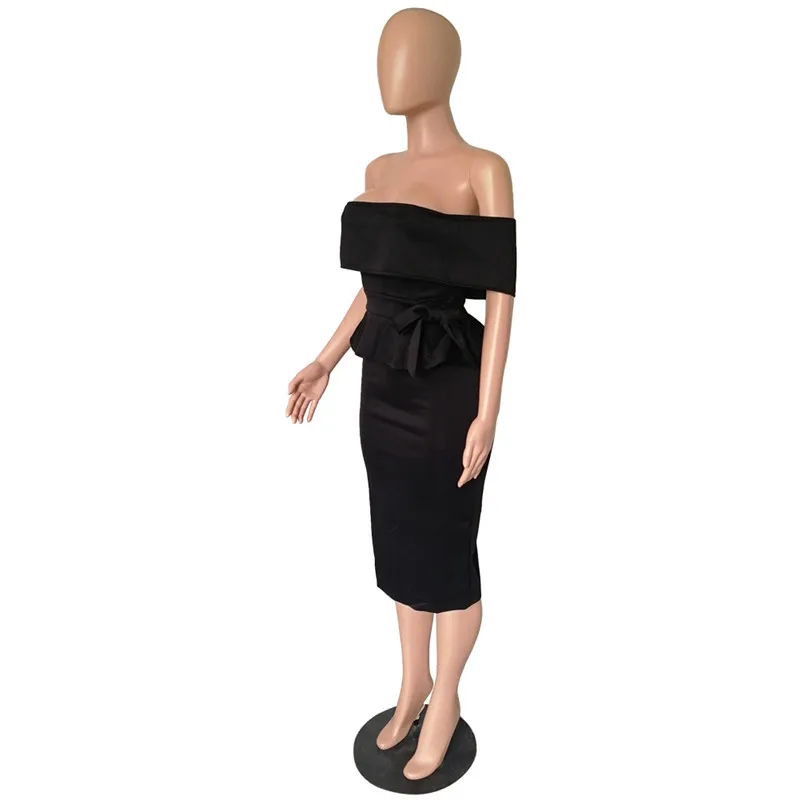 Женское платье с баской Adogirl вечернее карандаш открытыми плечами вырезом