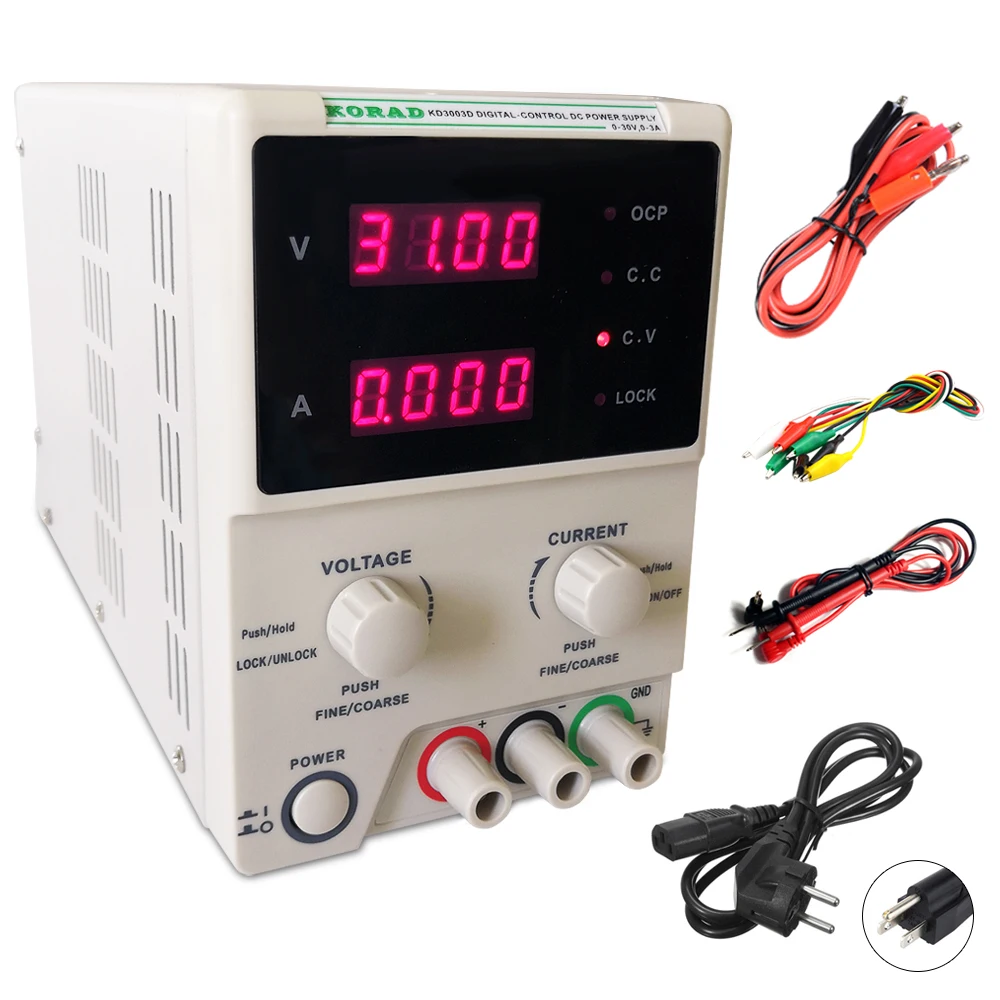 KD3003D Высокая точность DC Питание Регулируемый Цифровой 30V 3A 0,01 V 0.001A точность Напряжение регулятор лаборатории Питание