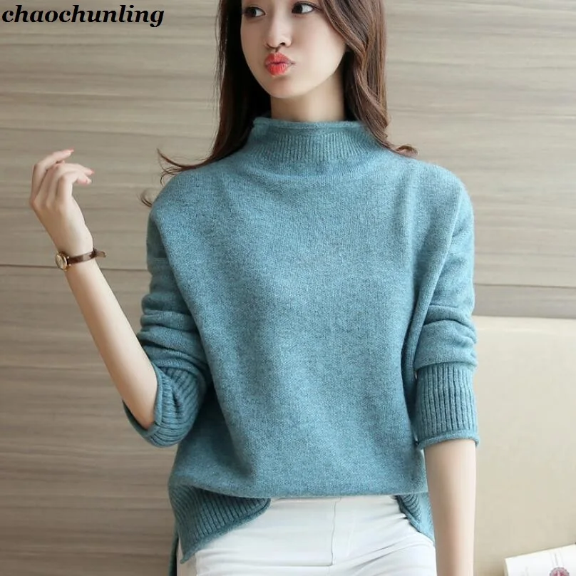 Корейские женские толстые пуловеры с высоким воротником 2018 новые осенние и