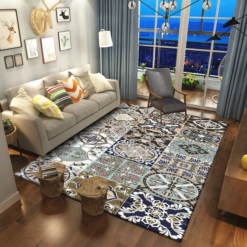 Скандинавские современные синие стильные ковры для гостиной, спальни, коврики для гостиной, большие гобелены, Мягкий Обеденный ковер, домашний декоративный ковер на заказ