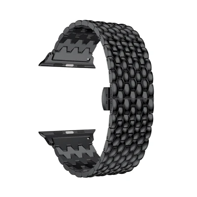 Black Наручный ремешок для Apple Watch Series 1 2 3 4 5 роскошный ремешок для часов высококачественный металлический браслет из нержавеющей стали для Apple iWatch 4 5 - Цвет ремешка: Black